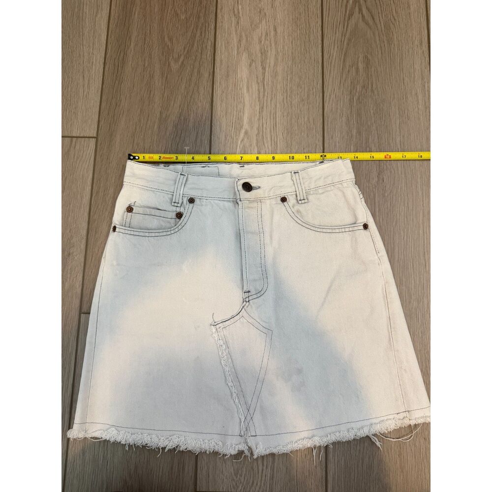 Vintage Levi's Remade Upcycled Denim Mini Skirt Bleach Dip Dye